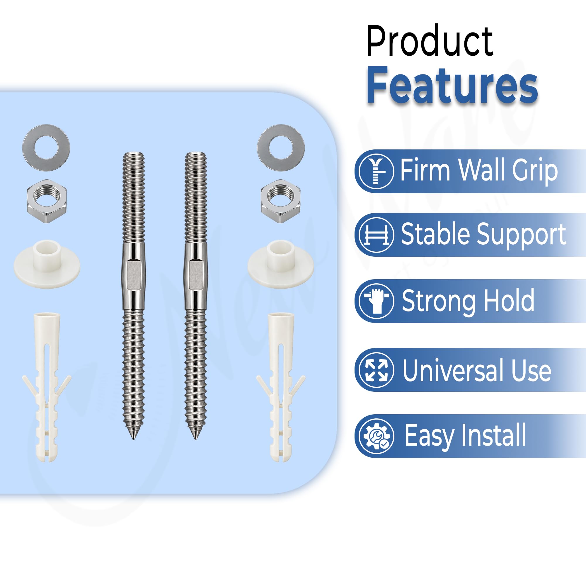 NEW WARE® Stainless Steel Rack Bolt Pair with Nut & Screw 10 x 125 mm | Heavy Duty Wash Basin Wall Mount Fixing Kit for Countertop Sink Basin Geyser Installation | Rust Proof Durable Hardware Set — Amazon image 3