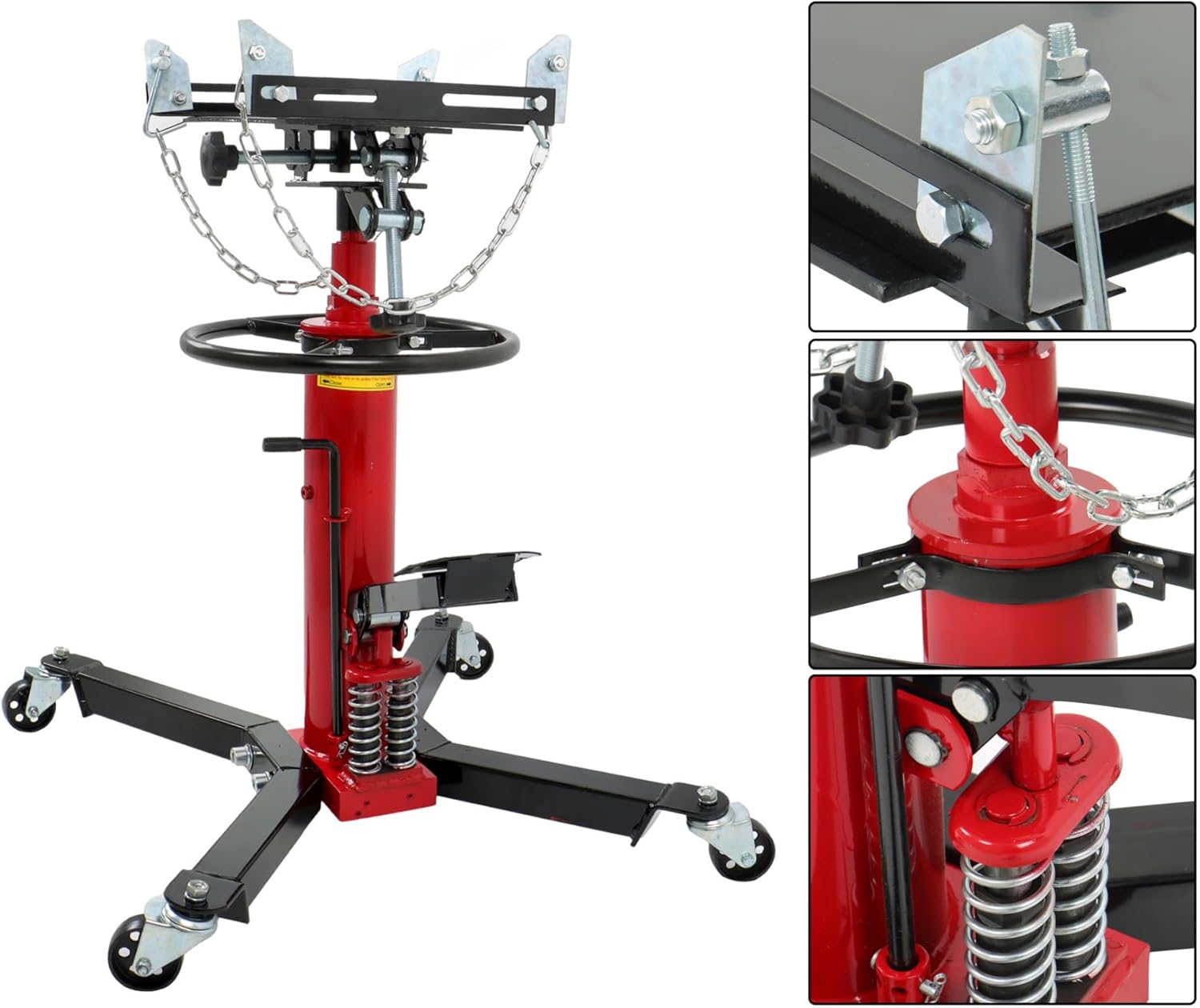 kimllier Hydraulic Telescoping Transmission Jack 1322-1660LBS Hydraulic Transmission Jack Red Auto Repair Lifting Tool Fit for Any Car or Light Truck