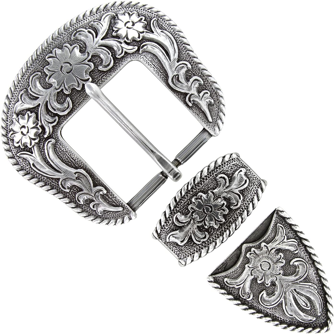 Cowboy Cowgirl Western Floral Engraved Replacement Belt Buckle Set fits 1-1/2"(38mm) Belt Strap