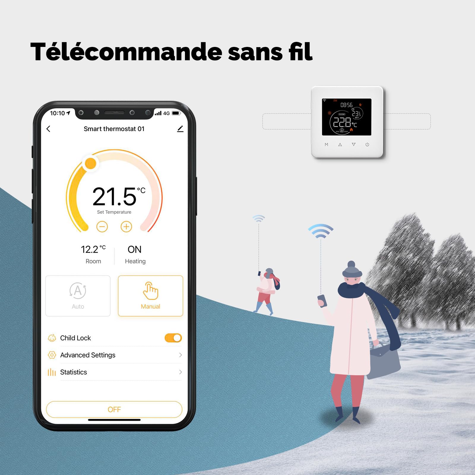 MOES Thermostat Connecté WiFi Chauffage de Chaudière à Gaz, Calendrier et Télécommande sans Hub, Compatible avec Alexa, Google Home 3A, Noir