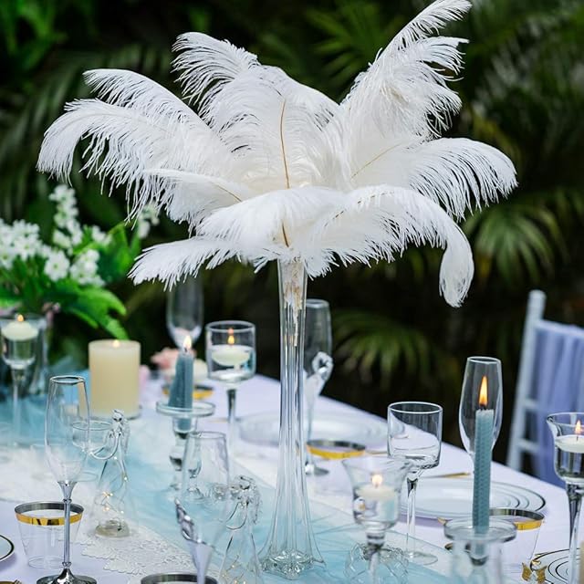 NUPTIO 20Pcs Natural 30-35cm Ostrich Feathers Plume Wedding Centerpieces Home Decoration