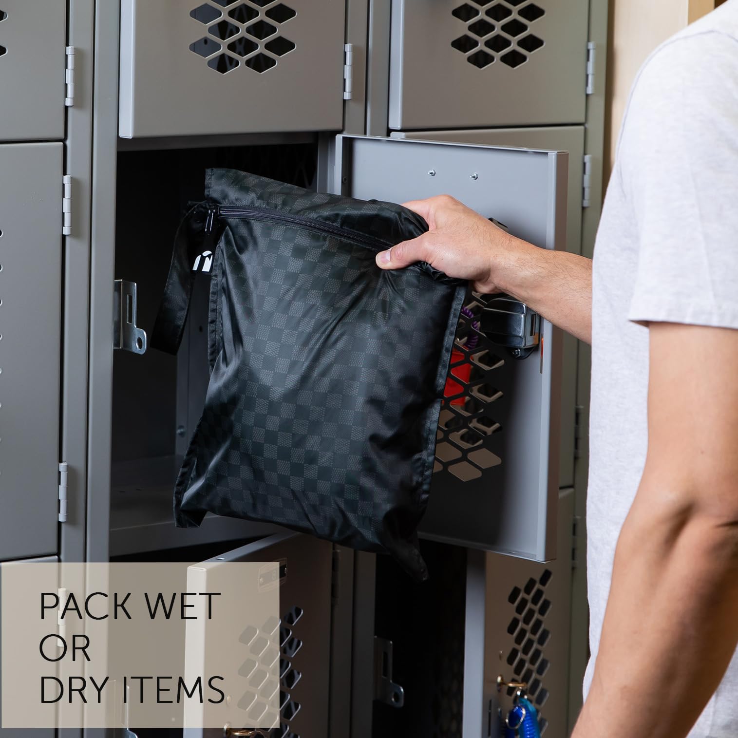 Bumkins Waterproof Wet Bag for Baby, Travel, Swim Suit, Cloth Diapers, Pump Parts, Pool, Gym Clothes, Toiletry, Hook to Stroller, Pack for Daycare, Zipper Reusable Bag, Wetdry Packing Pouch, Black