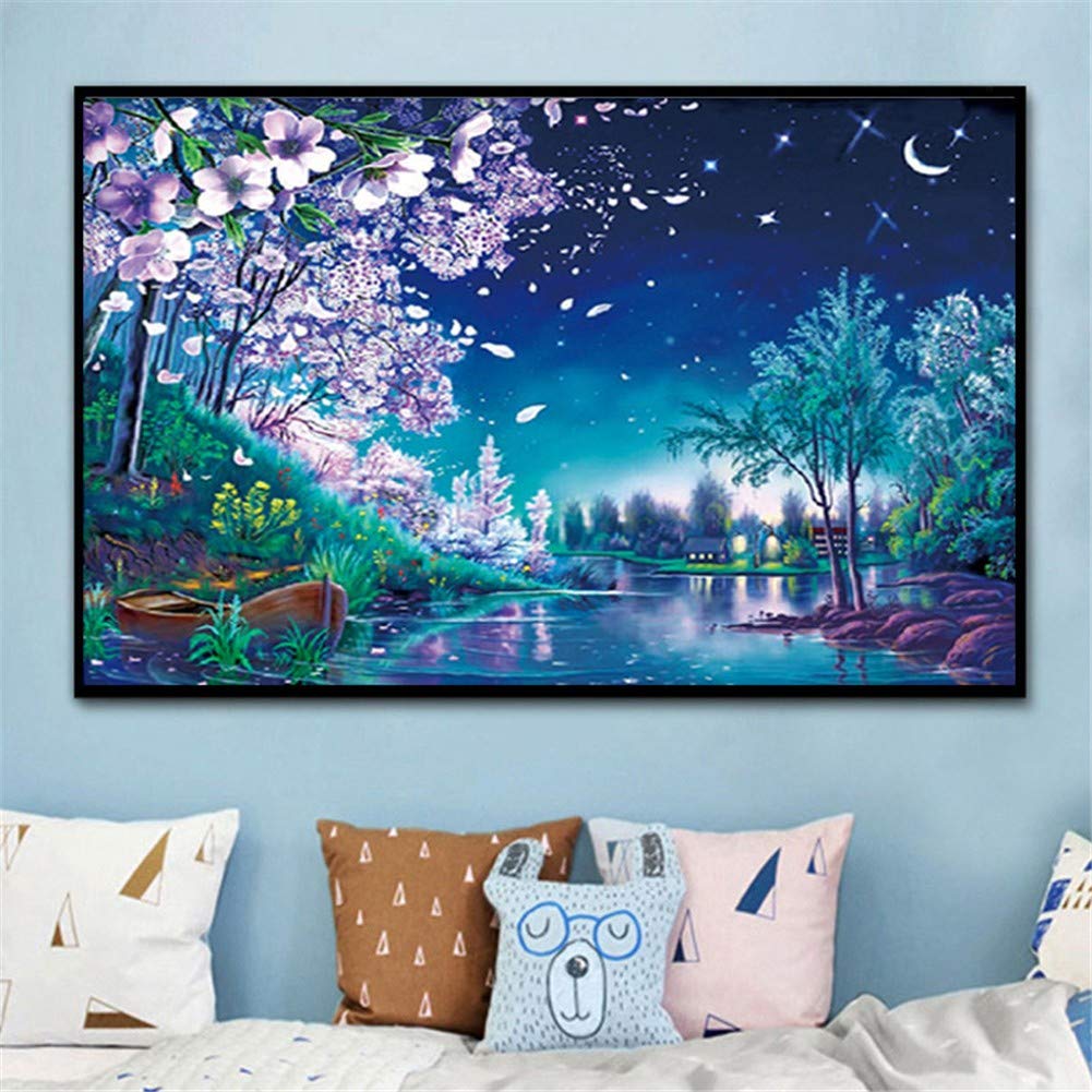 Kit Broderie Diamant Complet 5D de Haute Qualité - Grande Toile Strass 80x160cm Paysage Fantastique