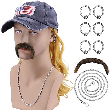 Hulaidywig Mens Mullet Costume Set 