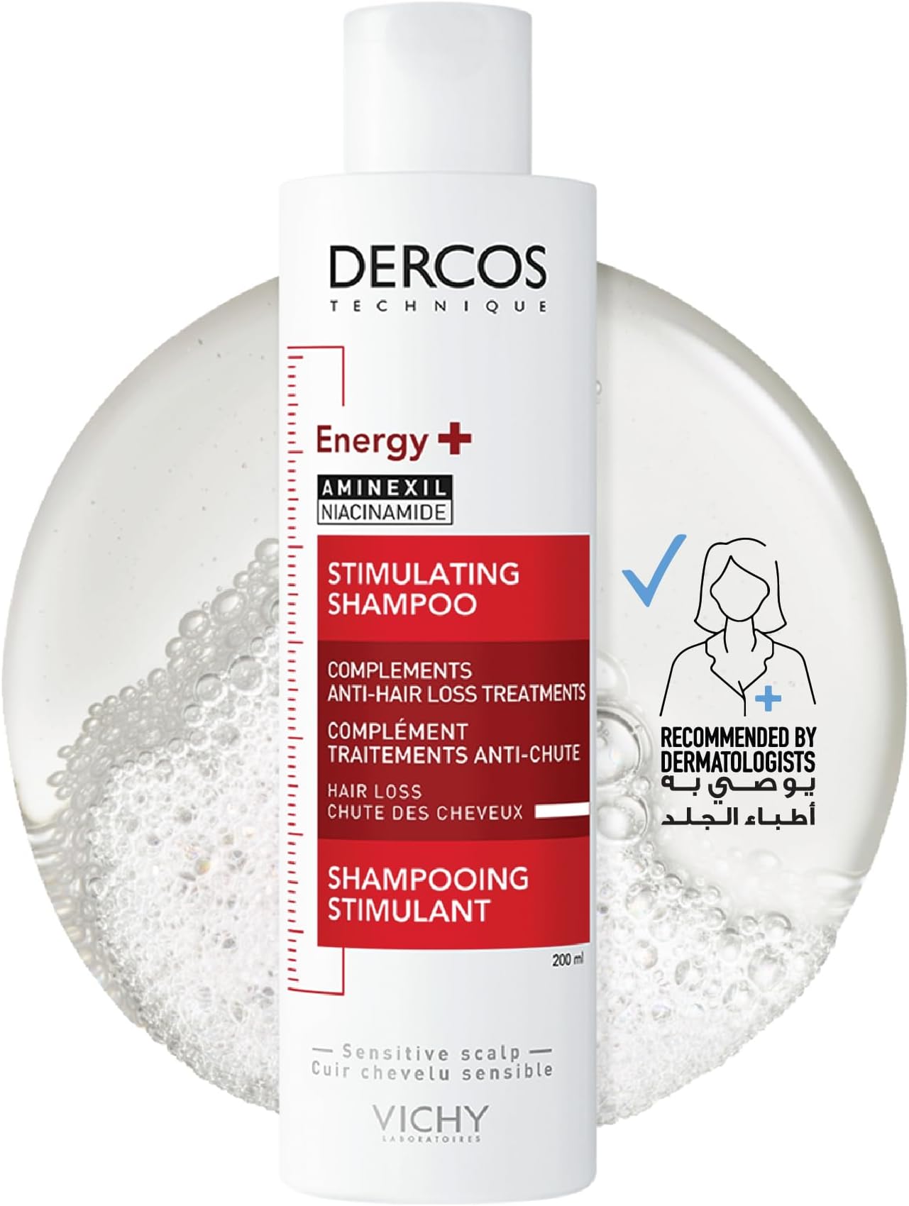 Vichy Dercos Energy + Stimulating and Anti Hair Loss Shampoo with Aminexil with Vitamin C 200ml