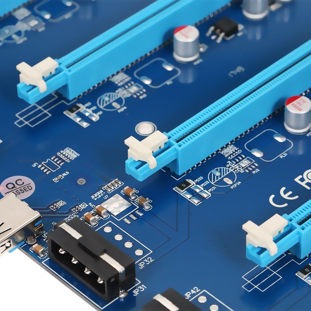 PCI-E 1 to 4 PCI Express 16X Slots Riser Card Mining Modules PCI-e 1X to External 4 PCIe Slots Adapter Pcie Port Multiplier-GOLDEN BLUE