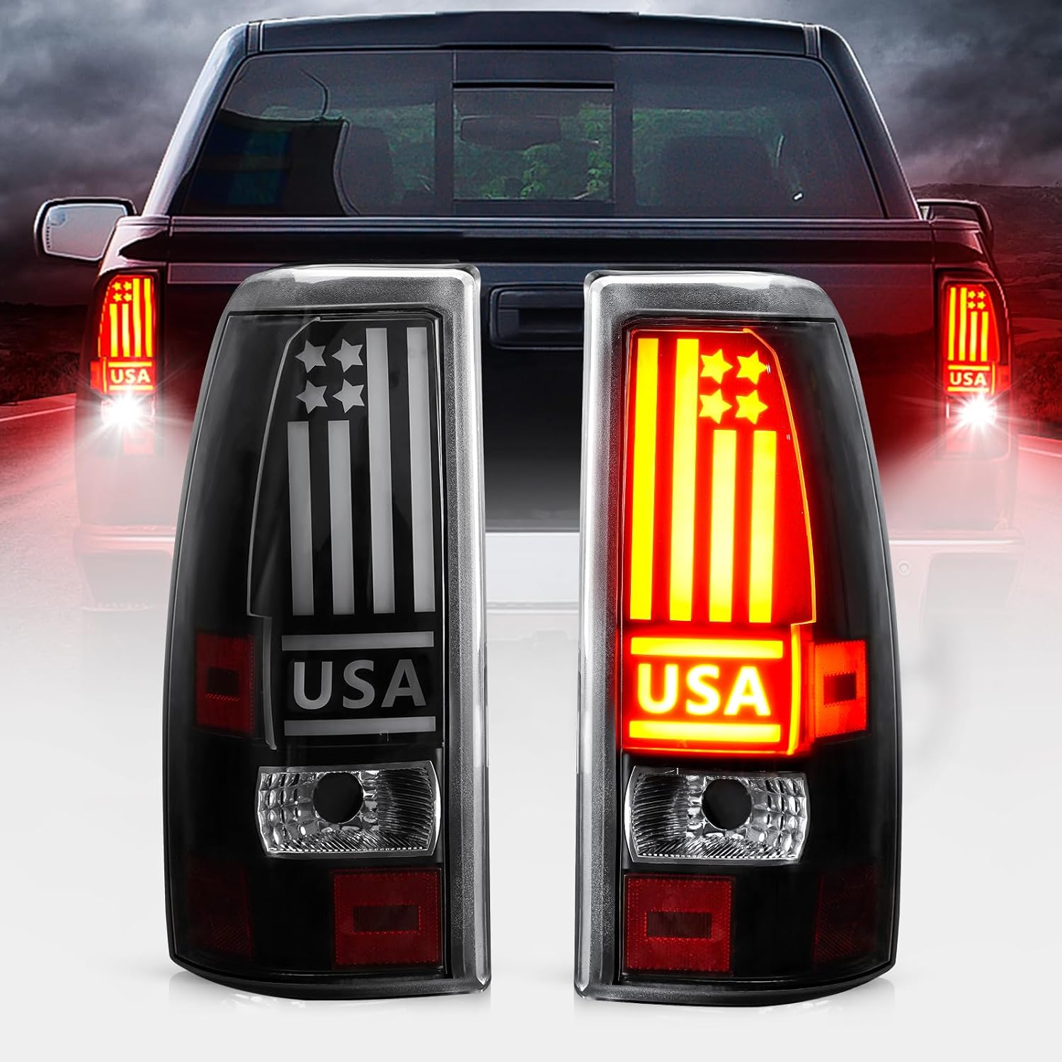 Led Tail Light Fit for Chevy Silverado 1500/2500 1999-2002,for Silverado 1500 2500 HD 2001-2002, for GMC Sierra 1500/2500 1999-2003, for Sierra 1500 2500 HD 2001-2003 Rear Brake Cargo Lamp