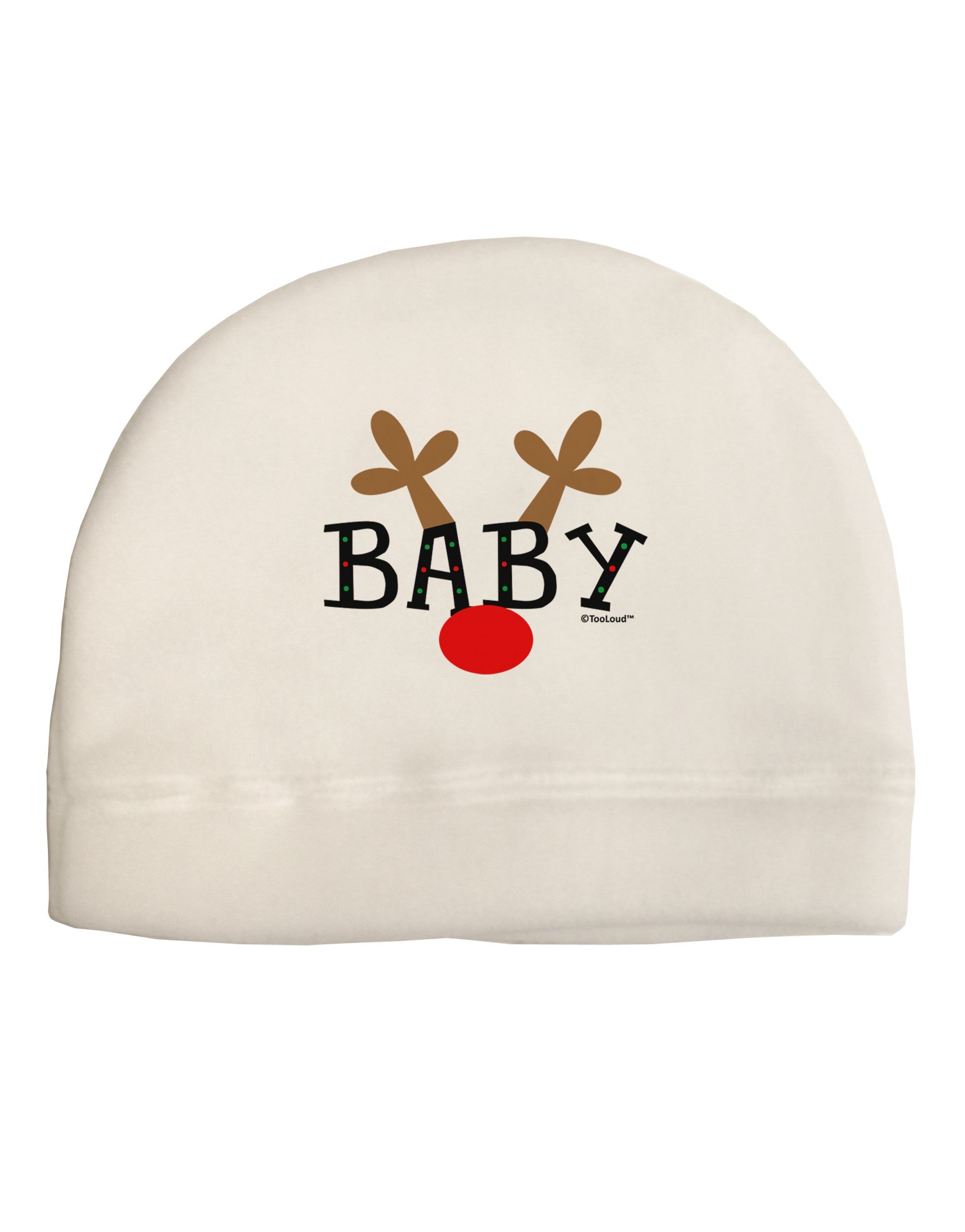 TOOLOUD Matching Family Christmas Design - Reindeer - Baby Child Fleece Beanie Cap Hat White