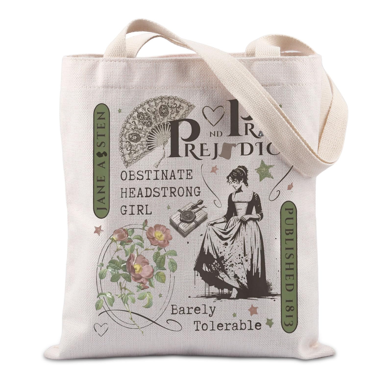 TIIMG Regency Book Lover Gift Bookworm Gift Novels Readers Book Club Bookish Tote Bag (pridejane)
