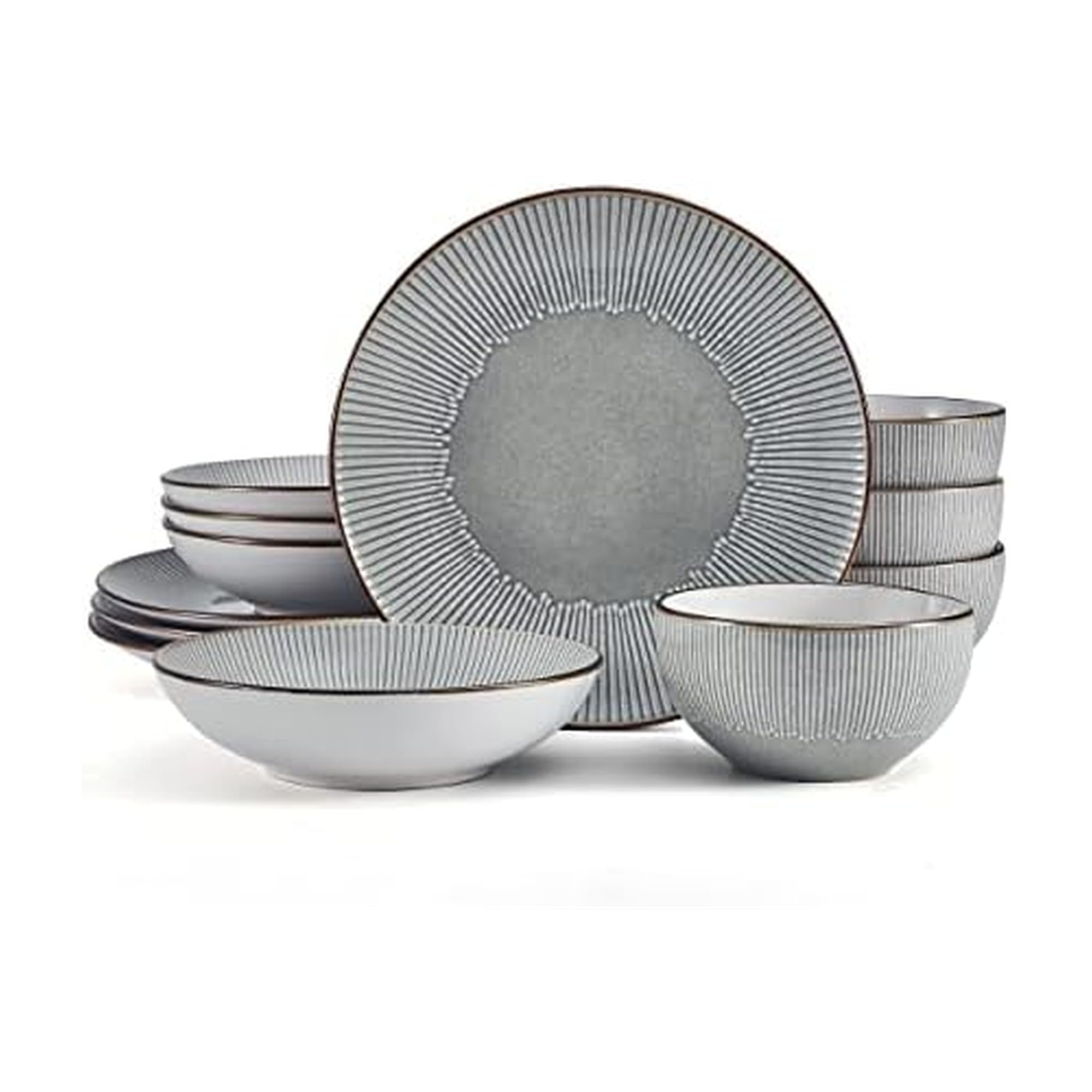 Pfaltzgraff Arlie Gray 12 Piece Dinnerware Set, Service for 4, Gray