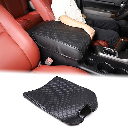 Aunginsy Funda protectora de cuero para consola central de automóvil, compatible con TundraSequoia 2007-2013 para reposabrazos de consola central,