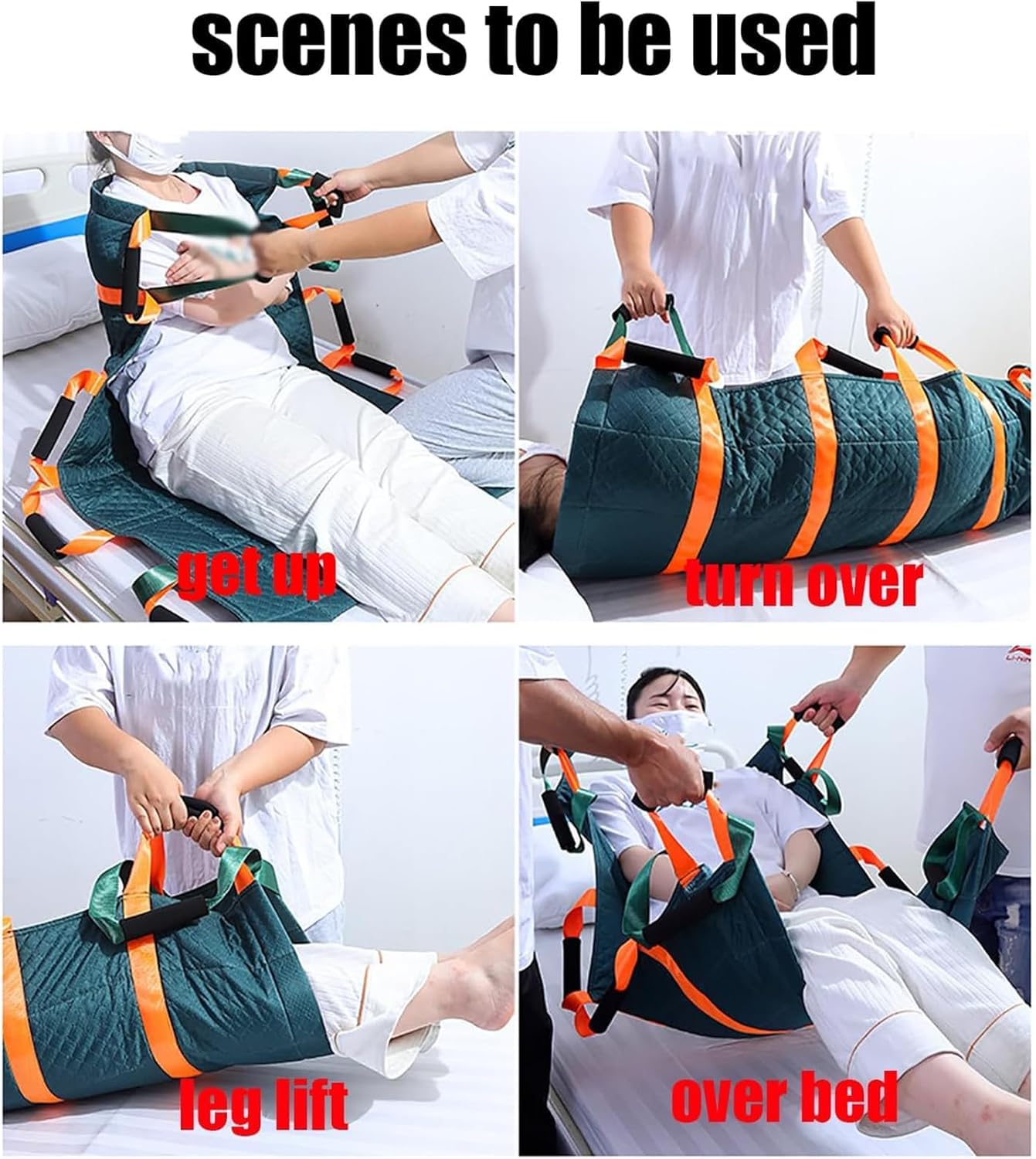 Tabla de transferencia de pacientes, almohadilla de cama de transferencia de posicionamiento con diseño de 12 asas, tela Oxford en relieve de 3 capas para un manejo seguro del paciente