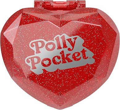 Polly Pocket Mattel 80th Anniversary Compact Playset, Jewelry Box with Doll, Balloon Pet, and Wearable Ring, Ring Box with Celebration Theme, JGK21