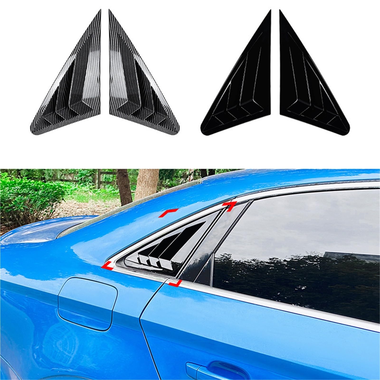 Żaluzja Tylnej Szyby Bocznej Jasnoczarne żaluzje tylnej szyby samochodu niekompatybilne z wykończeniem Sportback Tylne okno trójkątne okno(Bright black)