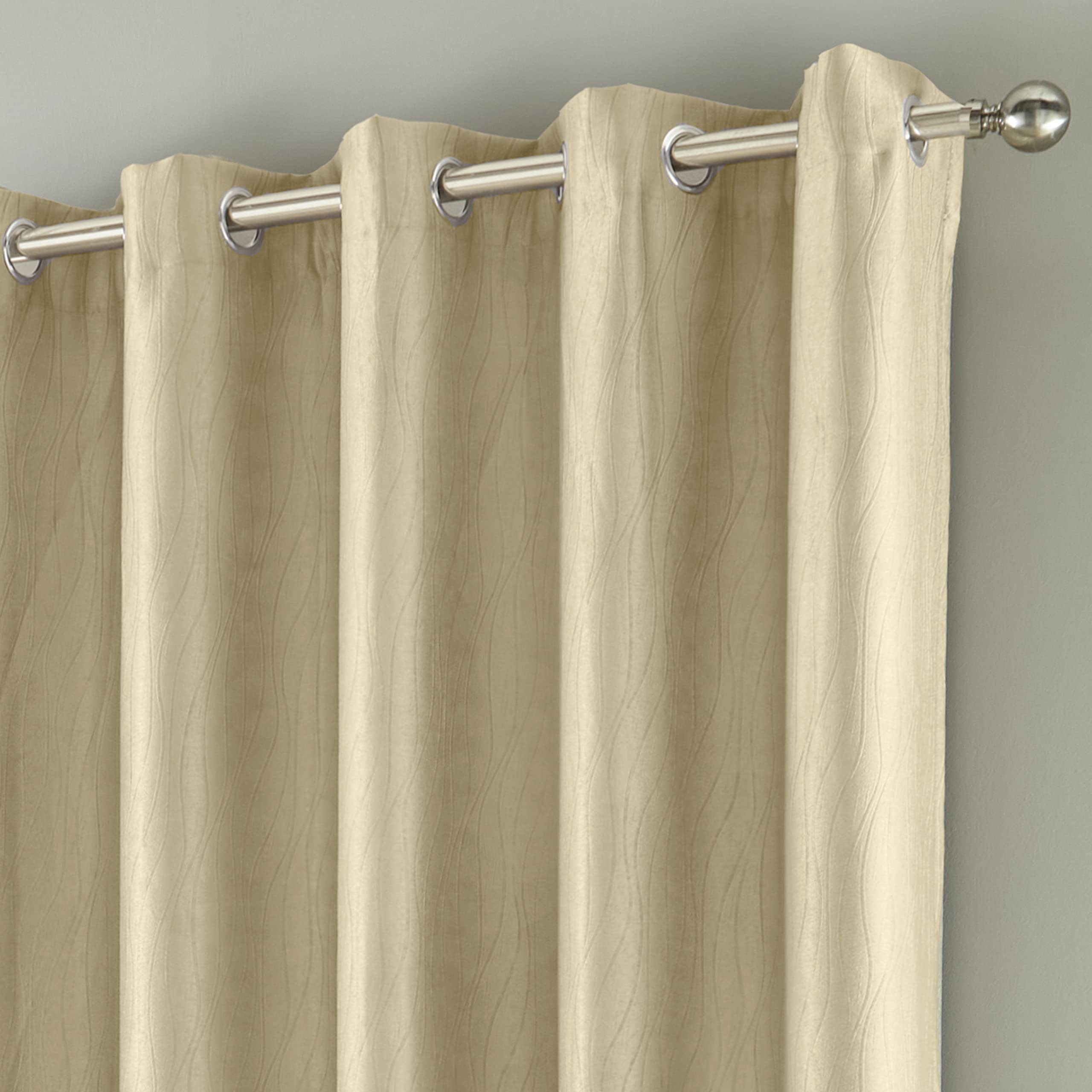Enhanced Living Goodwood Eyelet Cream Curtains for Bedroom with Subtle Wave Pattern, 90x90 inch (229x229 cm) - Image 2