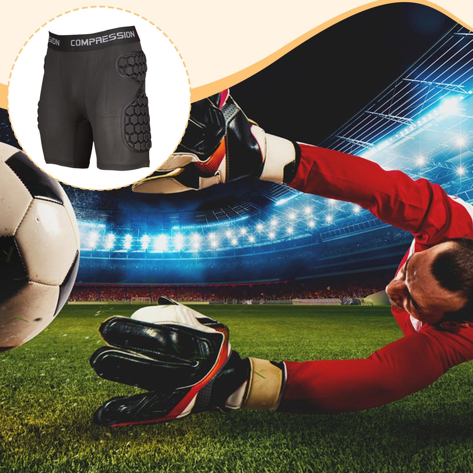 Perfeclan Pantalones Cortos de de fútbol con Acolchado de Espuma EVA para Todas Las Estaciones, Protector de Muslos