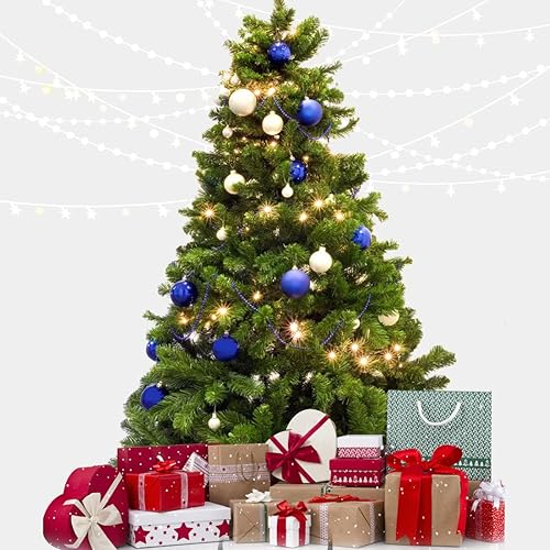 6 FT Christmas Tree with Mood Lighting in 8 Lighting Modes and a Remote Control,Christmas Trees with Ideal for Home,Office and Party Decoration, Easy to Assemble, with Metal Hinges and Foldable Base