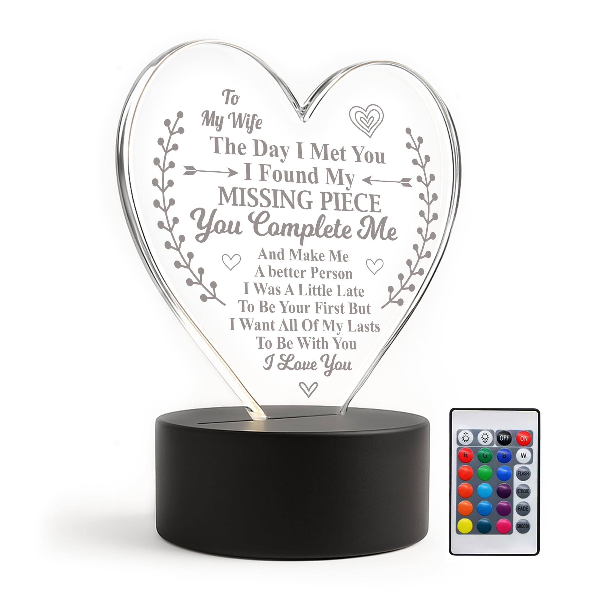 Red Ocean Gifts For Wife Acrylic Night Light, Birthday Gifts For Her, Wife Gifts for Valentines Day Anniversary, Presents For Wife, Wife Gift Idea
