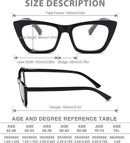 Miniatura 7 de NaNaKo Paquete de 3 lentes de lectura de gran tamaño para mujer, diseño moderno de luz azul para lectores de computadora, bisagra de resorte