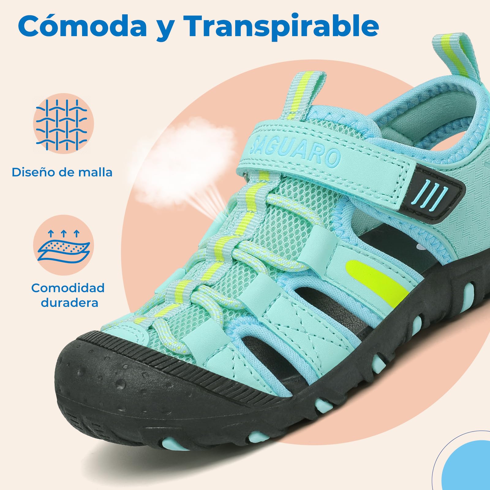 SAGUARO Sandalias Calzado de Verano para Niños Puntera Cerrada para Trekking y Senderismo Tallas 25-38 — view 4
