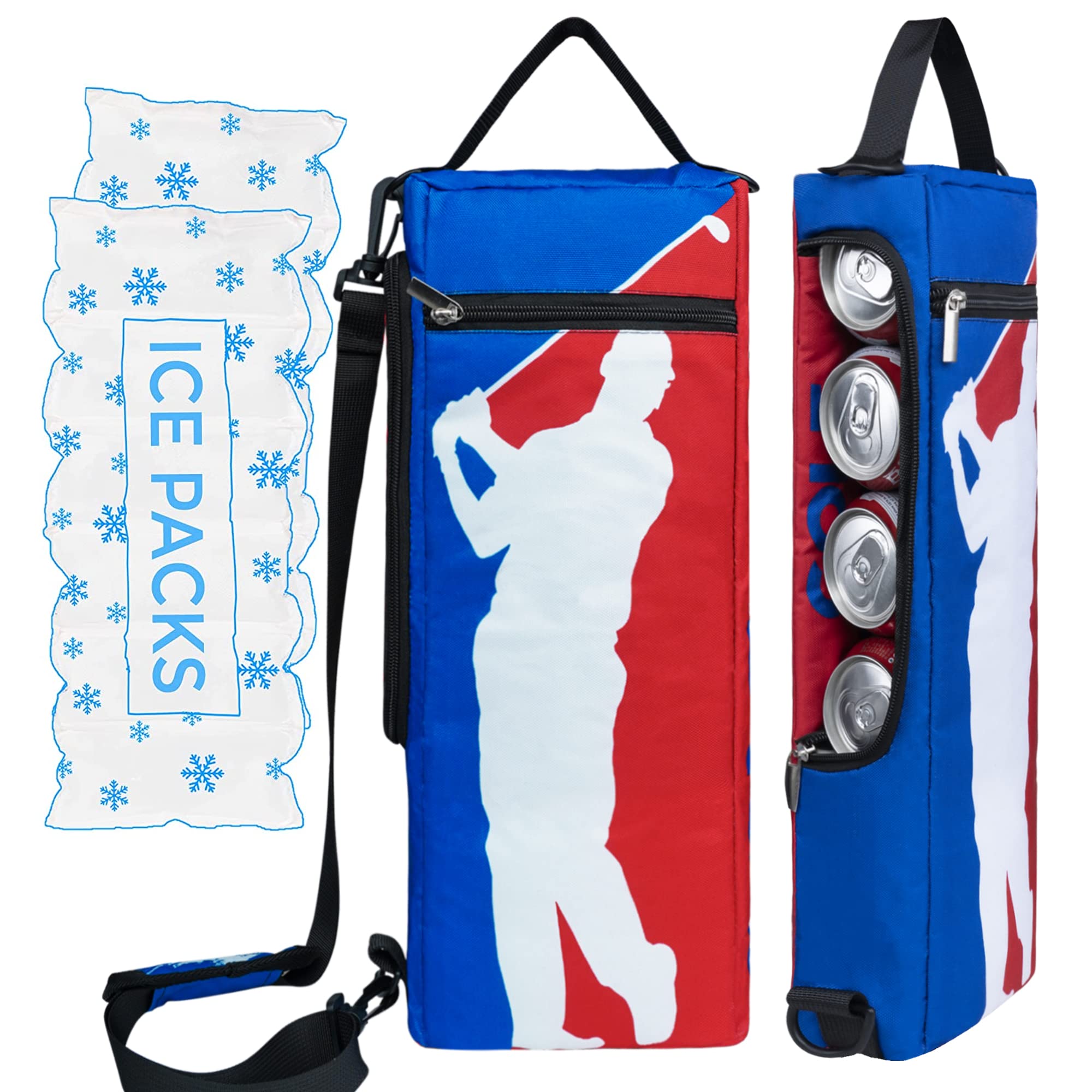 Golf Cooler Bag Plus Ice Pack Soft Sided Insulated Cooler Bag- Holds 6 Pack of Cans or 2 Wine Bottles - Grey Camo Golf Beer Sleeve Black Fits