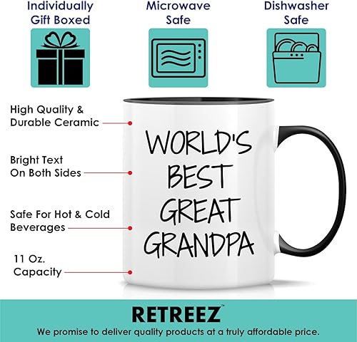 Miniatura 3 de Retreez Funny Mug  World's Best Great Grandpa - Tazas de café de cerámica de 11 onzas  Divertidos, motivacionales e inspiradores regalos de