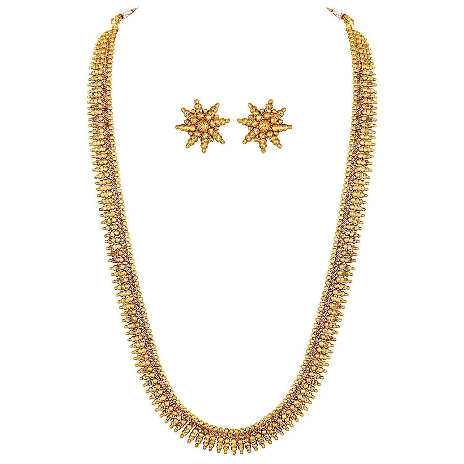Amazon Brand - Anarva 18K Gold Plated Traditional Stylish Golden Leaf Work Necklace With Earrings For Women & Girls (Mc043 Gold) (B0B7XMDR8N) Amazon Price History, Amazon Price Tracker