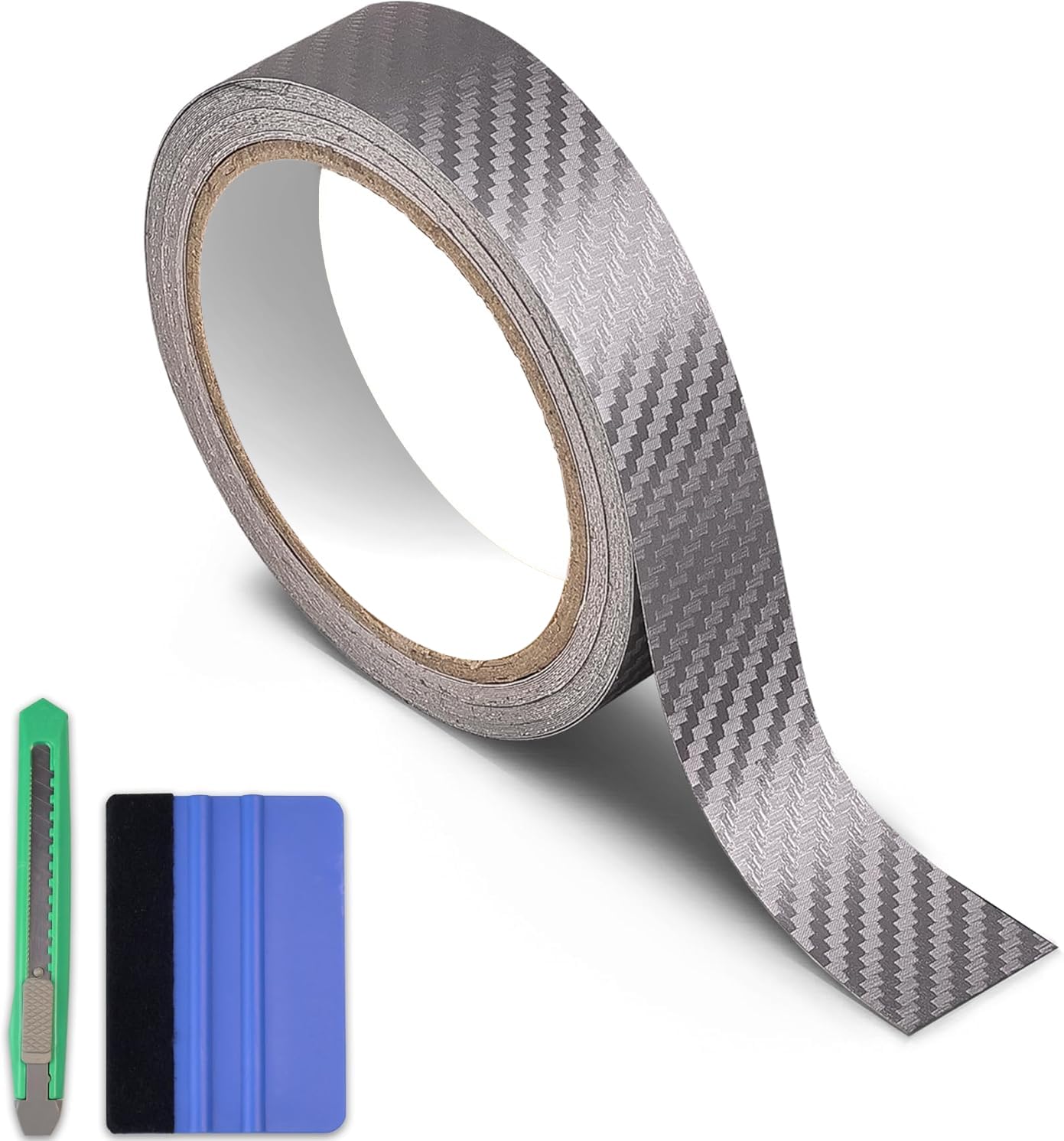 Arespark Bike Frame Protection Tape, Bicycle Frame Protector Paint Film Bike Decals Stickers, 3D Grey Carbon Fiber Vinyl Wrap Pattern Frame Guard Wrap for Mountain/Road/Ebike(1in x 30ft)