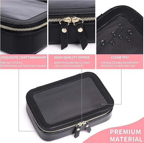 Miniatura 5 de Duolan Bolsa de maquillaje transparente de viaje, bolsa de maquillaje transparente para cosméticos, bolsa de aseo de viaje para mujer, anegro,