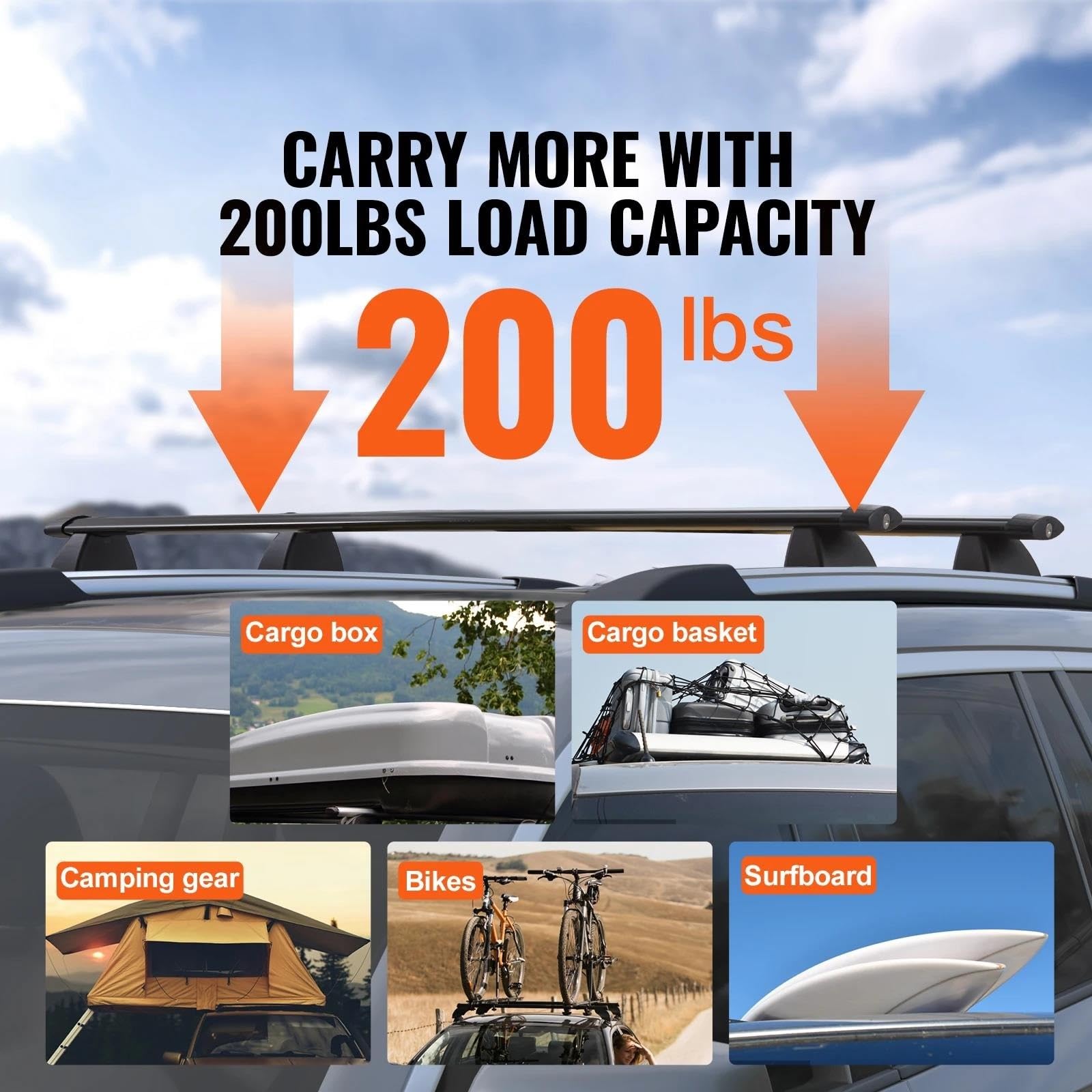 Barras Transversales para Portaequipajes De Techo con Rieles Laterales Ranurados Capacidad Carga: 200 LB para Jeep para Grand para Cherokee 2011-2021