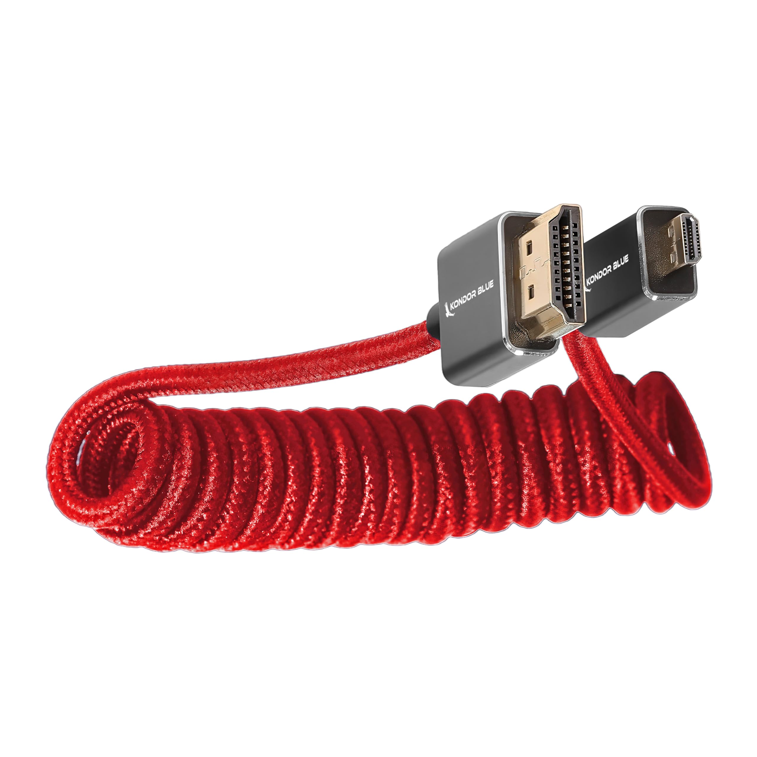 KONDOR BLUE Cable micro HDMI a HDMI de 12 a 24 pulgadas trenzado en espiral | 4K 60Hz, 18Gbps, HDR, video 3D y nailon trenzado con conectores reforzados | Rojo