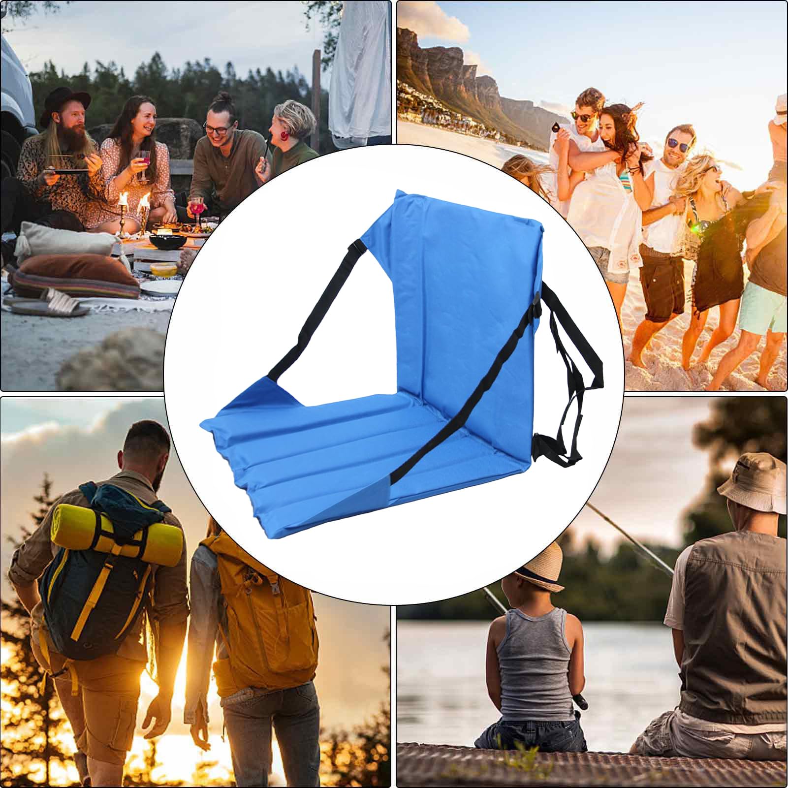 Sièges de stade avec soutien dorsal – Coussin rembourré en mousse épaisse, cadre ergonomique, design inclinable réglable, expérience assise confortable, siège pliable léger | Chaise pour camping, jeux