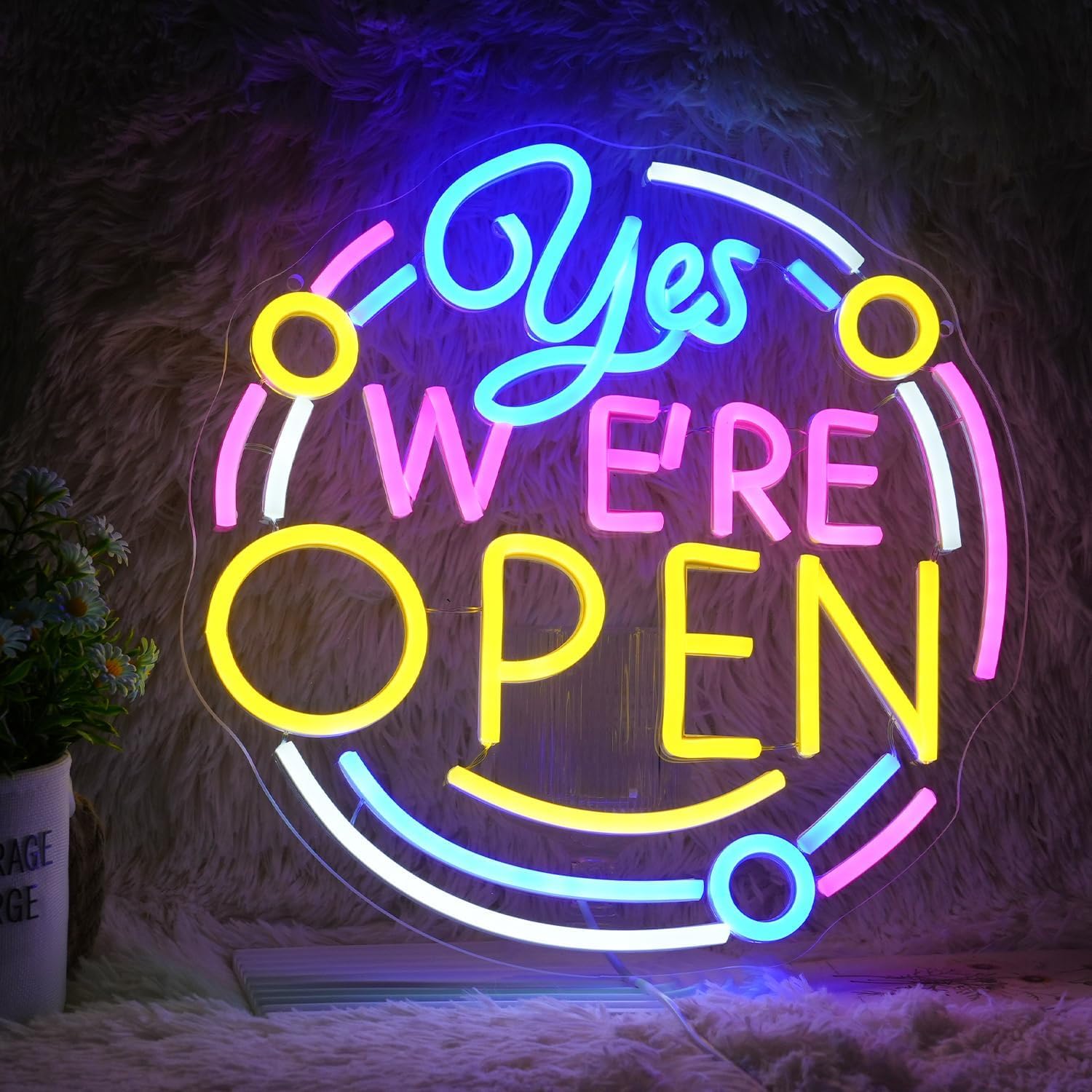 ネオン看板 OPEN オレンジと黄色 LED ネオンサイン オープン OPEN 開店 USB 電池 2way電源 ネオン