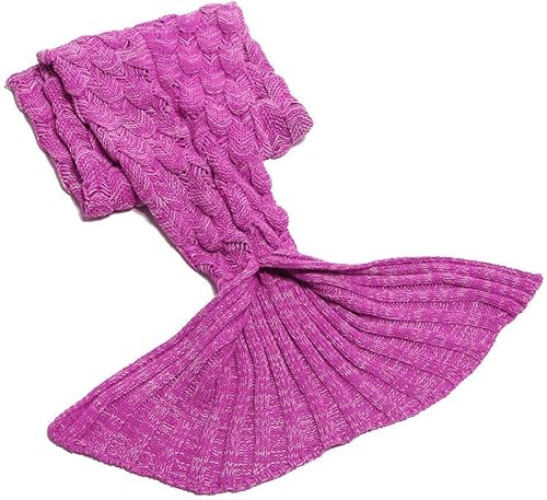 Miniatura 5 de AmyHomie Manta de cola de sirena, manta de sirena de ganchillo a mano para adultos y niños, mantas para dormir para todas las estaciones (rosa) 2