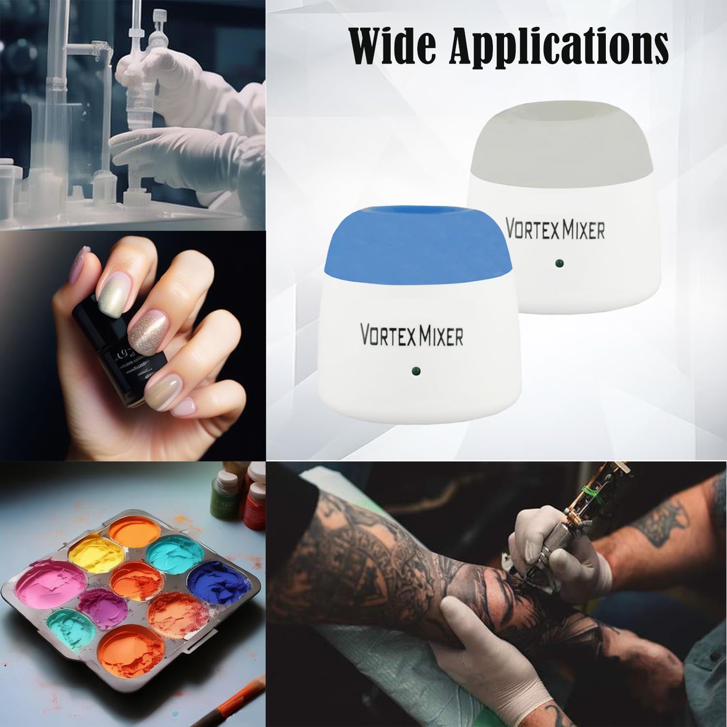 ABEST 5200rpm mini Vortex Mixer Farbschüttler,Labor Vortex Schüttler mit Touch Funktion für Nagellack,Wimpernschüttler,Tattoo Tinte,Kleber und Teströhrchen (grau)