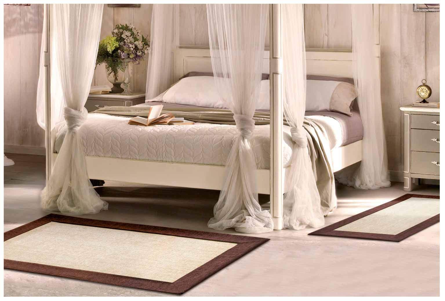 Casatessile Intreccio Tappeto scendiletto Jacquard ciniglia Varie Misure - Beige, 110x160 cm.