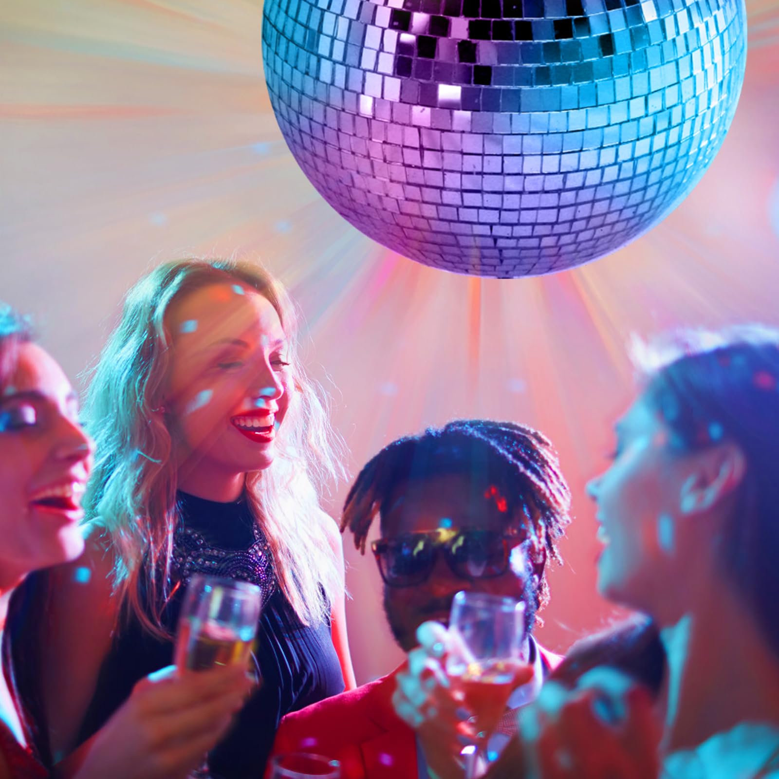 Sfera a specchio da discoteca, 20 cm, sfera da discoteca, lucida, per albero di Natale, matrimonio, carnevale, festa di compleanno, decorazione argentata, effetto luce