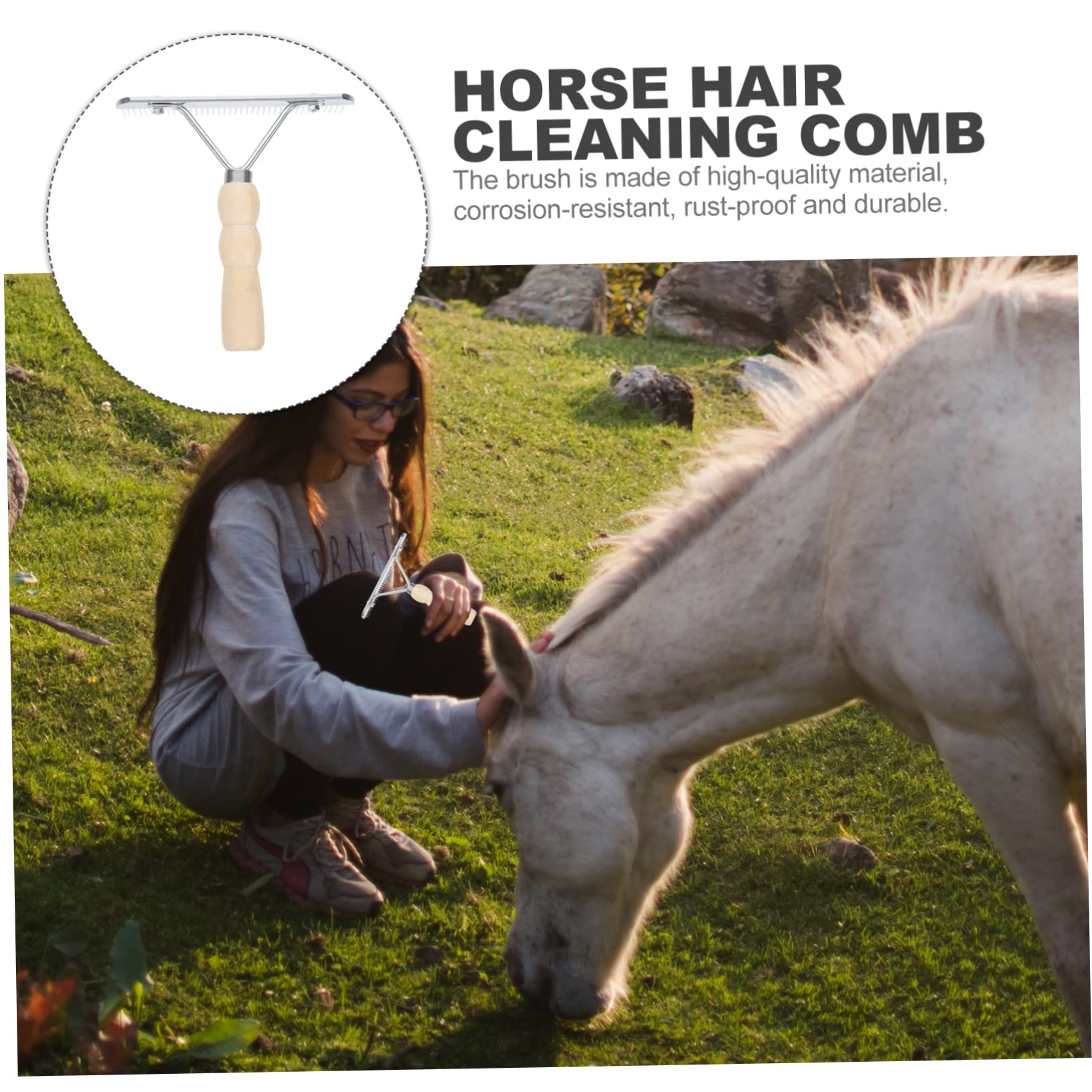 VANZACK 4piezas Cepillo De Limpieza Para Caballos Mango De Herramienta De Aseo Para Mascotas Peine Duradero Para Pelo De Caballo y Suciedad