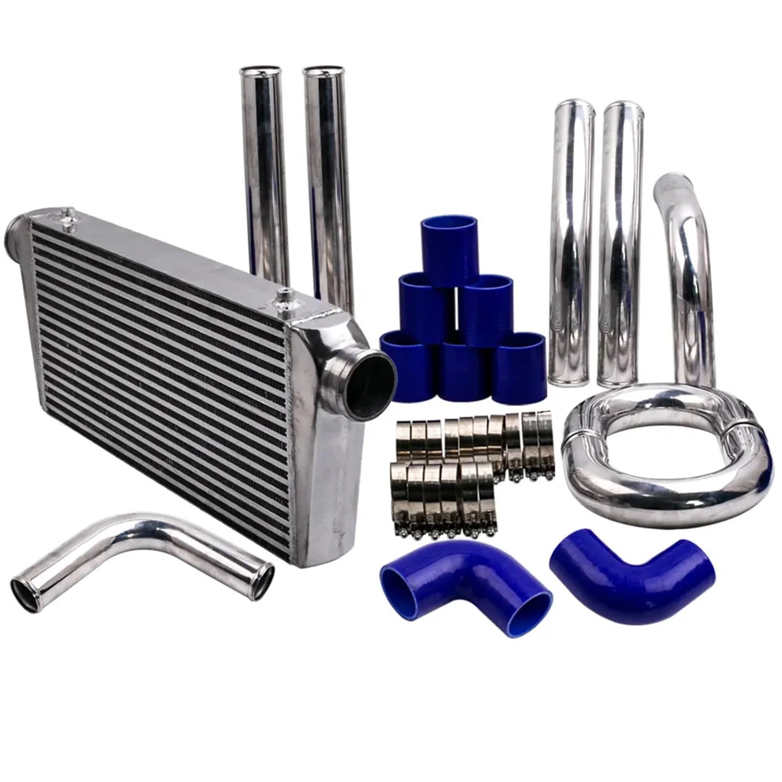 Hgddbae One Color Cooled Intercooler Turbo Intercooler 600X300x76 Turbo Intercooler 3.0 Inlet/Outlet & 2.5" 64Mm Piping Kit W/Clamps