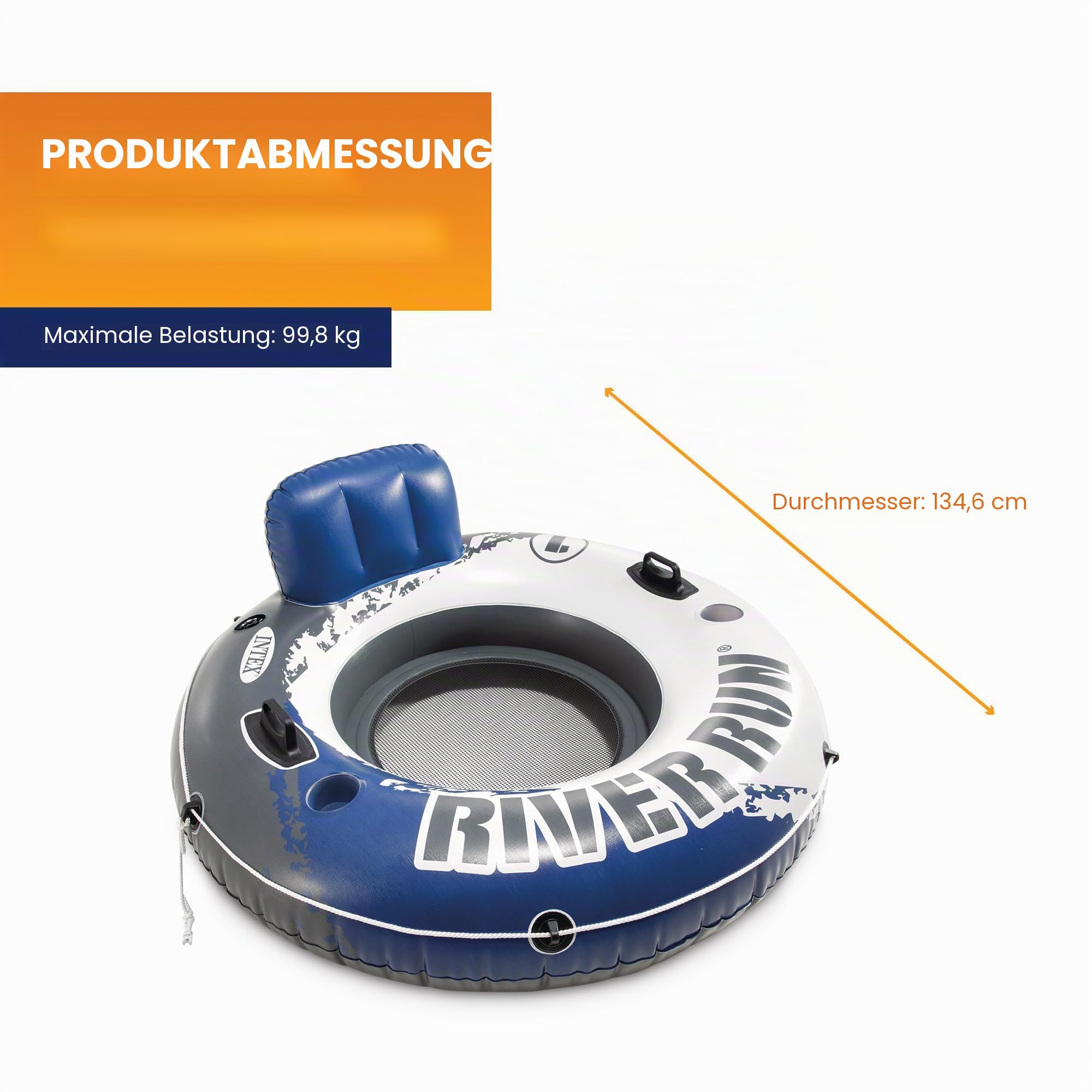 Intex 58825EU - Aufblasbarer Schwimmring River Run, Vinyl, Mehrfarbig, 135 cm