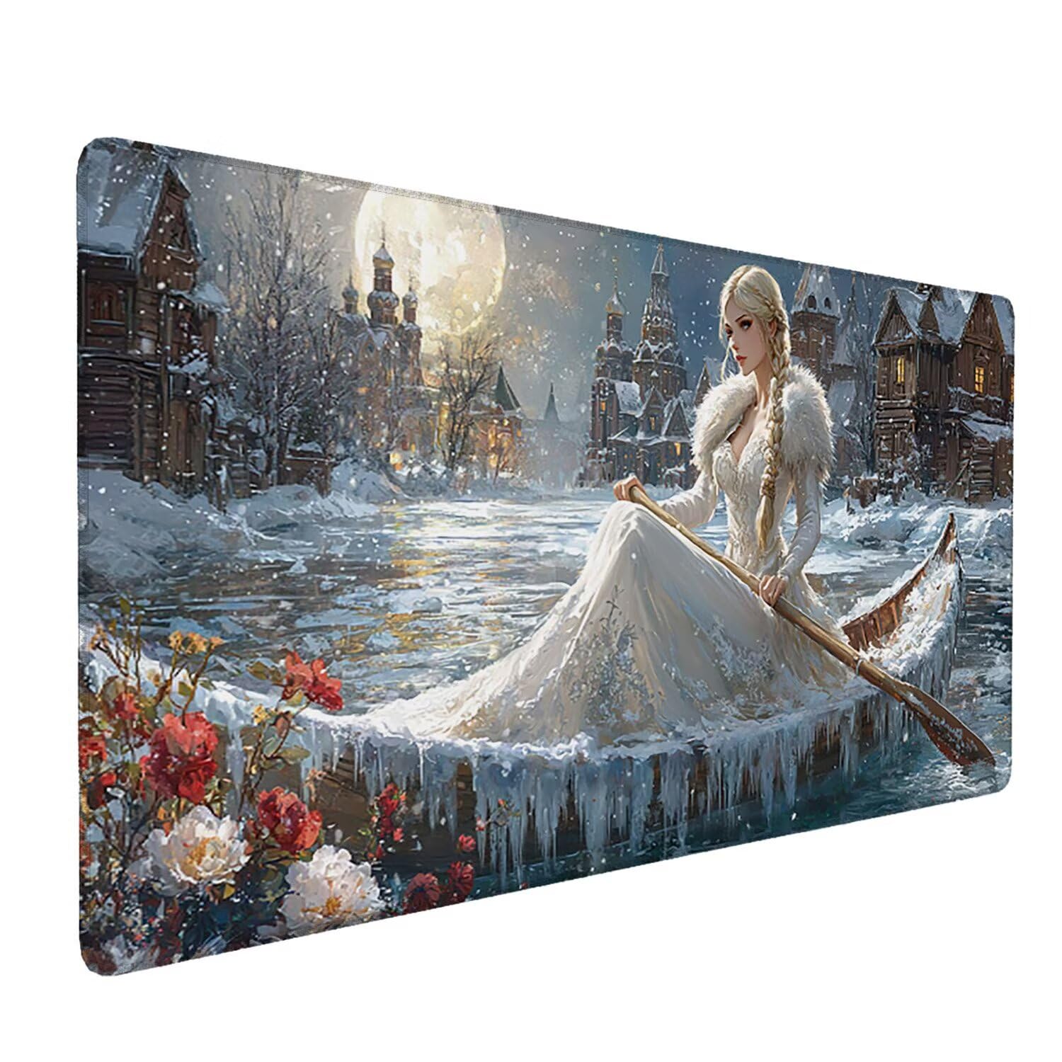 Podkładka pod mysz do gier, 1200 x 600 mm, XXL, duża podkładka pod mysz do gier, antypoślizgowa, wodoodporna, rozszerzona XXL długa klawiatura, akcesoria biurowe, do gier, komputera, komputera (zimowe