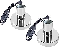 Vista 9 de Lámpara de mesa industrial, pequeña base de enchufe de luz de escritorio de metal pulido, soporte de bombilla de rosca Edison vintage E26/E27, cable