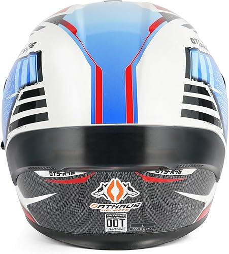Miniatura 5 de Casco de cara completa para motocicleta con alerón LED aprobado por DOT OTS