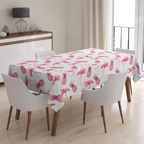 Miniatura 2 de Q-Beans Mantel decorativo rectangular Tamaño 52 x 70 pulgadas, mantel lavable y reutilizable para interiores y exteriores (piñas de flamencos)