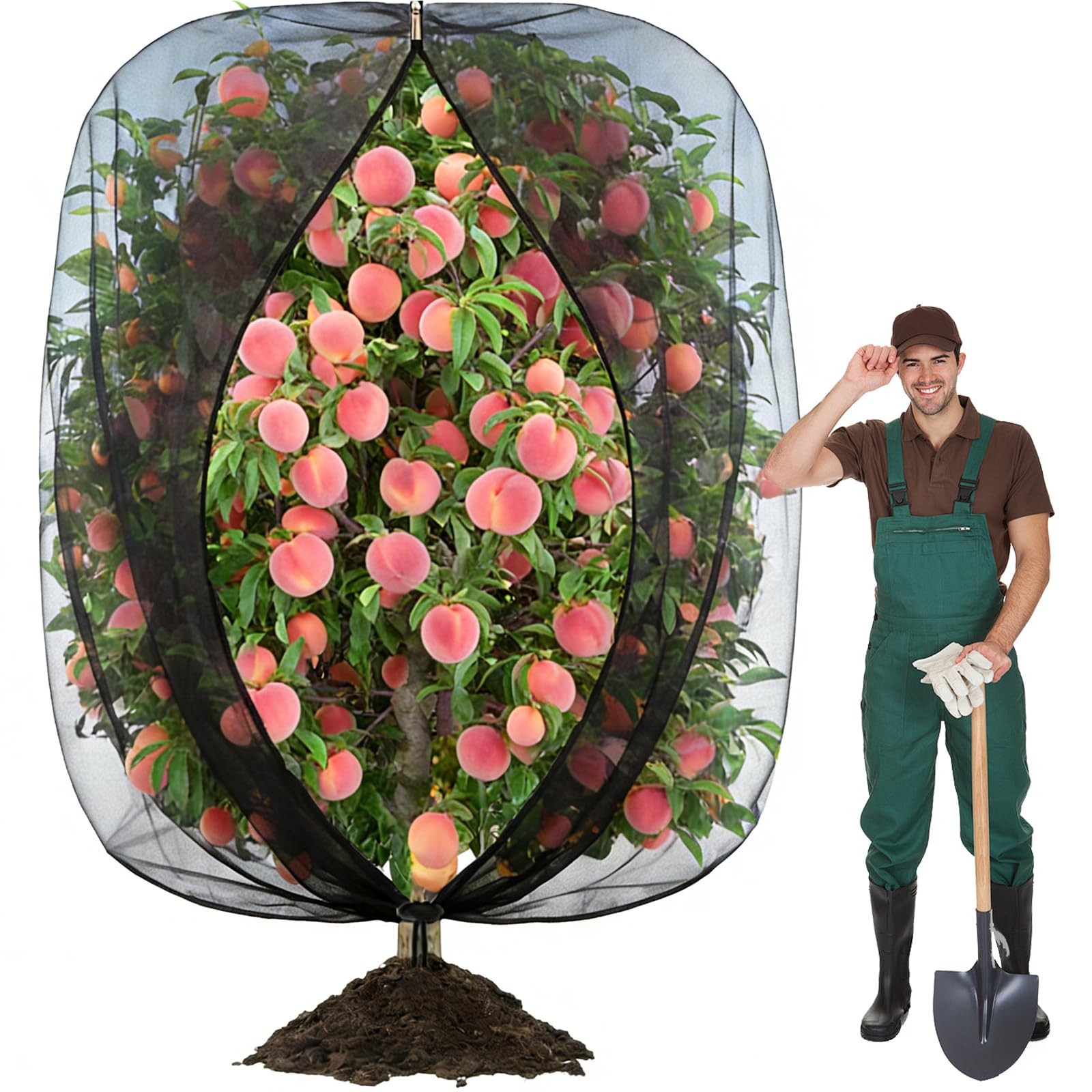 Fruit Tree Netting Bird Protection,240x240CM Insect Bird Barrier Netting Mesh with Drawstring and Zipper, large Garden Fruit Netting Fine Mesh for Blueberry Vegetables Flower Strawberry