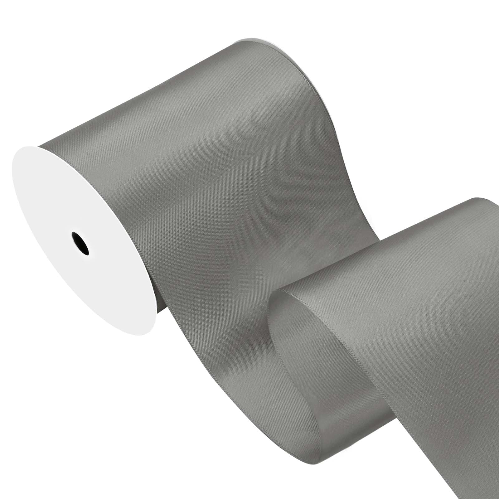 Silver Satin Ribbon 4 inch X 15 Yards Polyester Ribbon for Gift Wrapping Very Suitable for Weddings Party Hair Bow Invitation Decorations and More