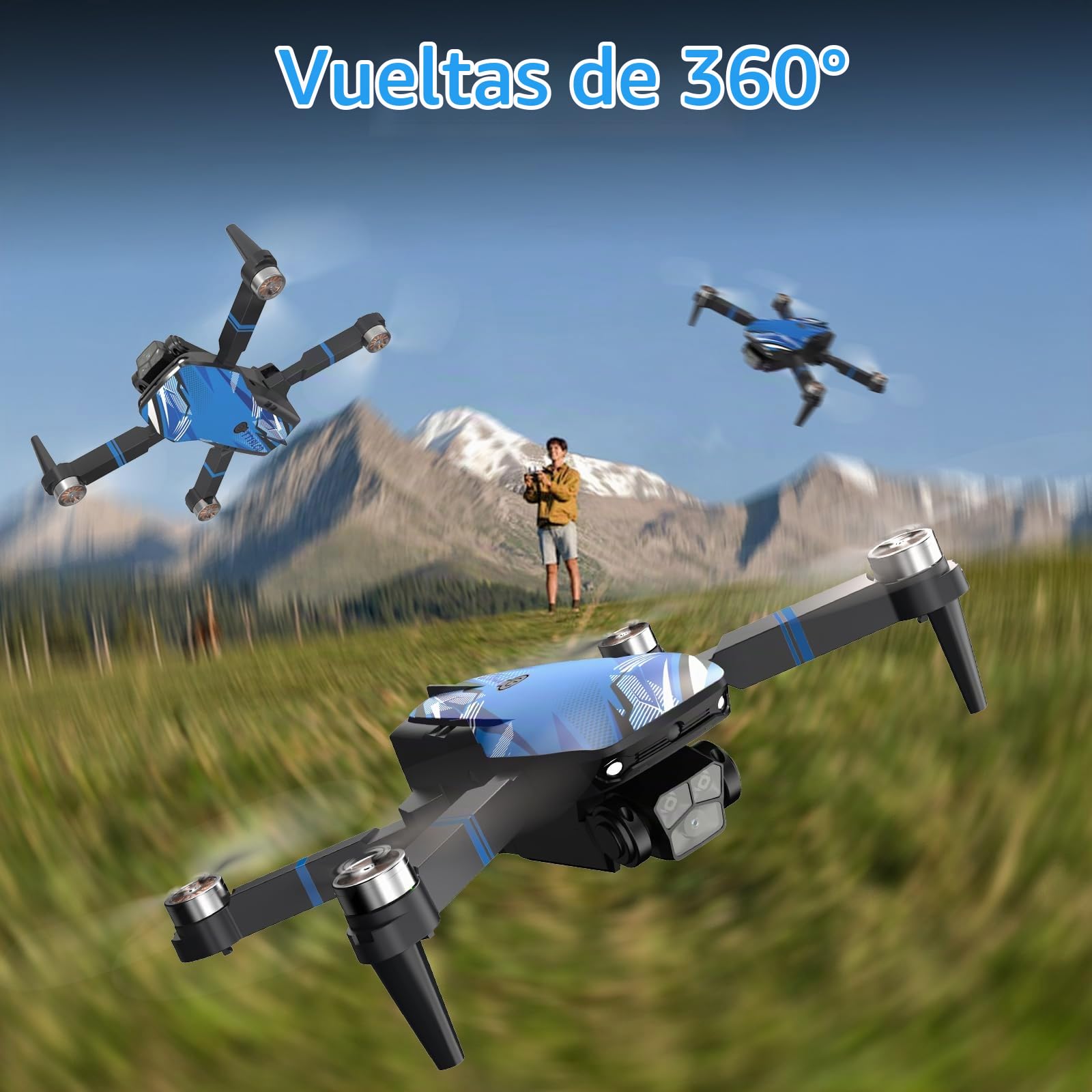 Dron con Cámara 4K Drone para Adultos, Pantalla LCD RC, FPV Live Vídeo Mini Drones, Esquiva de Obstáculos en 270°, 3D Flips, RC Cuadricóptero plegable para principiantes, Tarjeta SD hasta 32GB