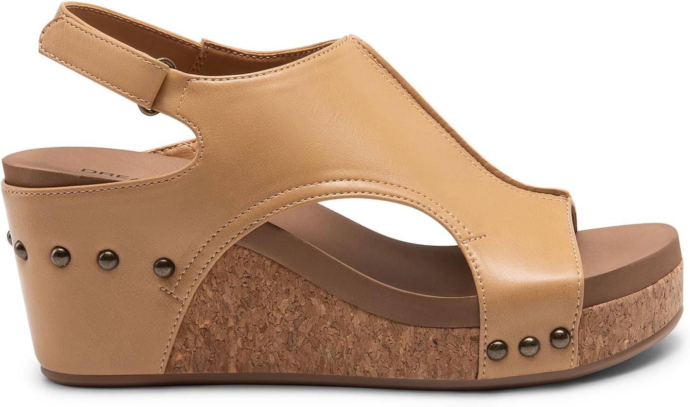 DREAM PAIRS Women's Platform Wedge Sandals, Comfortable Peep-Toe Cork Casual & Dressy Summer Lightweight Shoes For All Day Wear