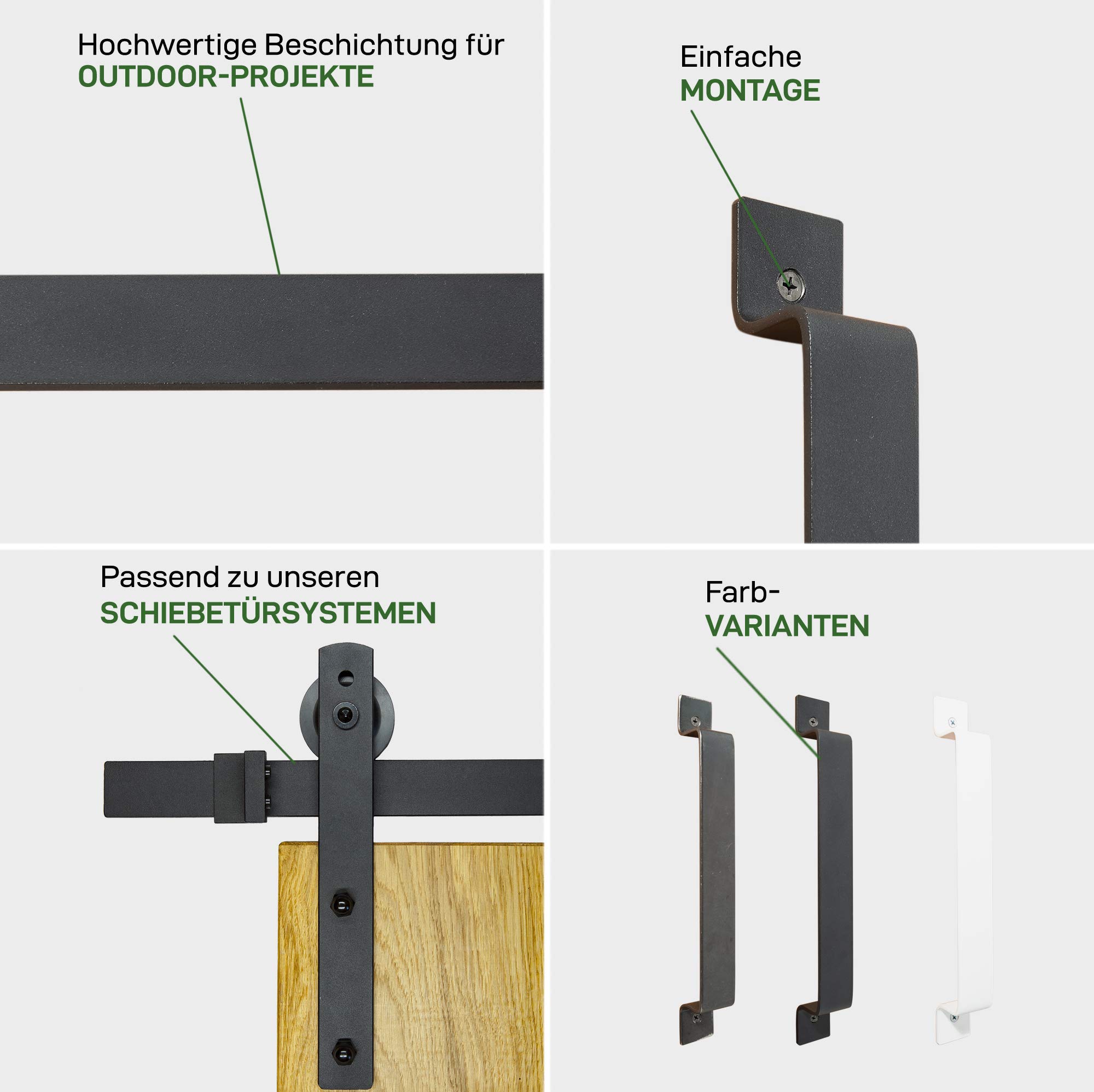 Manilla Plana Para Puerta Corredera O De Granero - Metal Con Recubrimiento En Polvo, Diseño Minimalista
