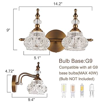 Amazon.com: DJFHKO Brass Bathroom Light Fixture, Vintage 2